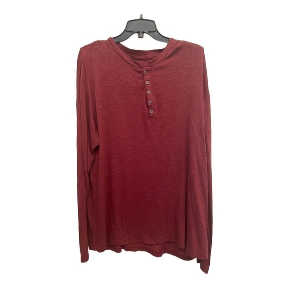 Twenty Montreal Men's Red Long Sleeve Tee Button Slub Henley - Picture 3 of 13